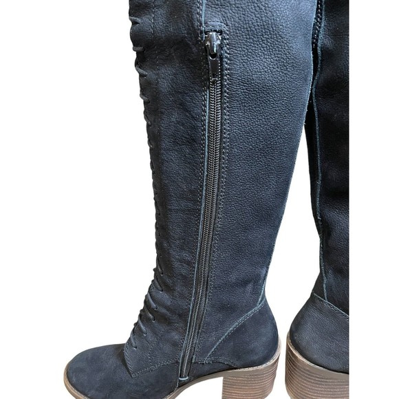 Lucky Brand Riddick Womens Round Toe Leather Black Over the Knee Boot Size‎ 6. - Picture 5 of 11